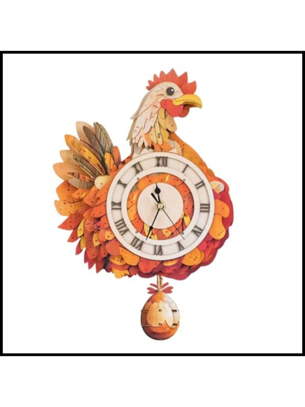 3D Wooden Rooster Clock Puzzle Kit for Adults Glue Free